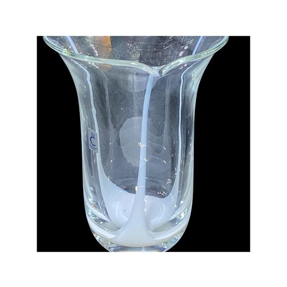 Christinenhutte by Scott Zwiesel Vase Clear With White Stripes 8" Tall - Picture 5 of 7